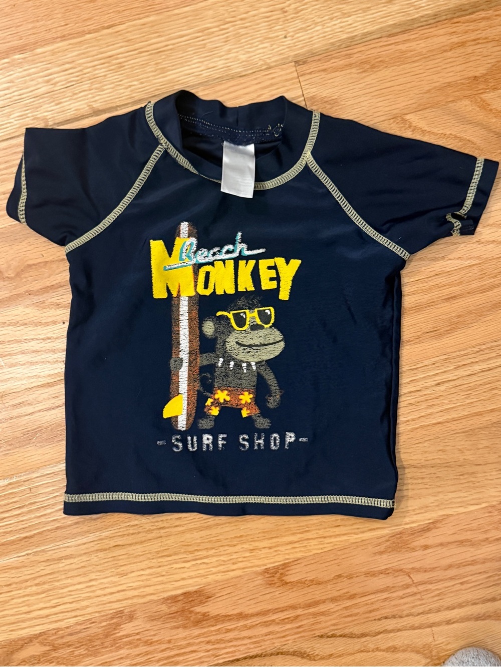 Carter's Navy Swim Rashguard with Yellow Monkey Surf Graphic